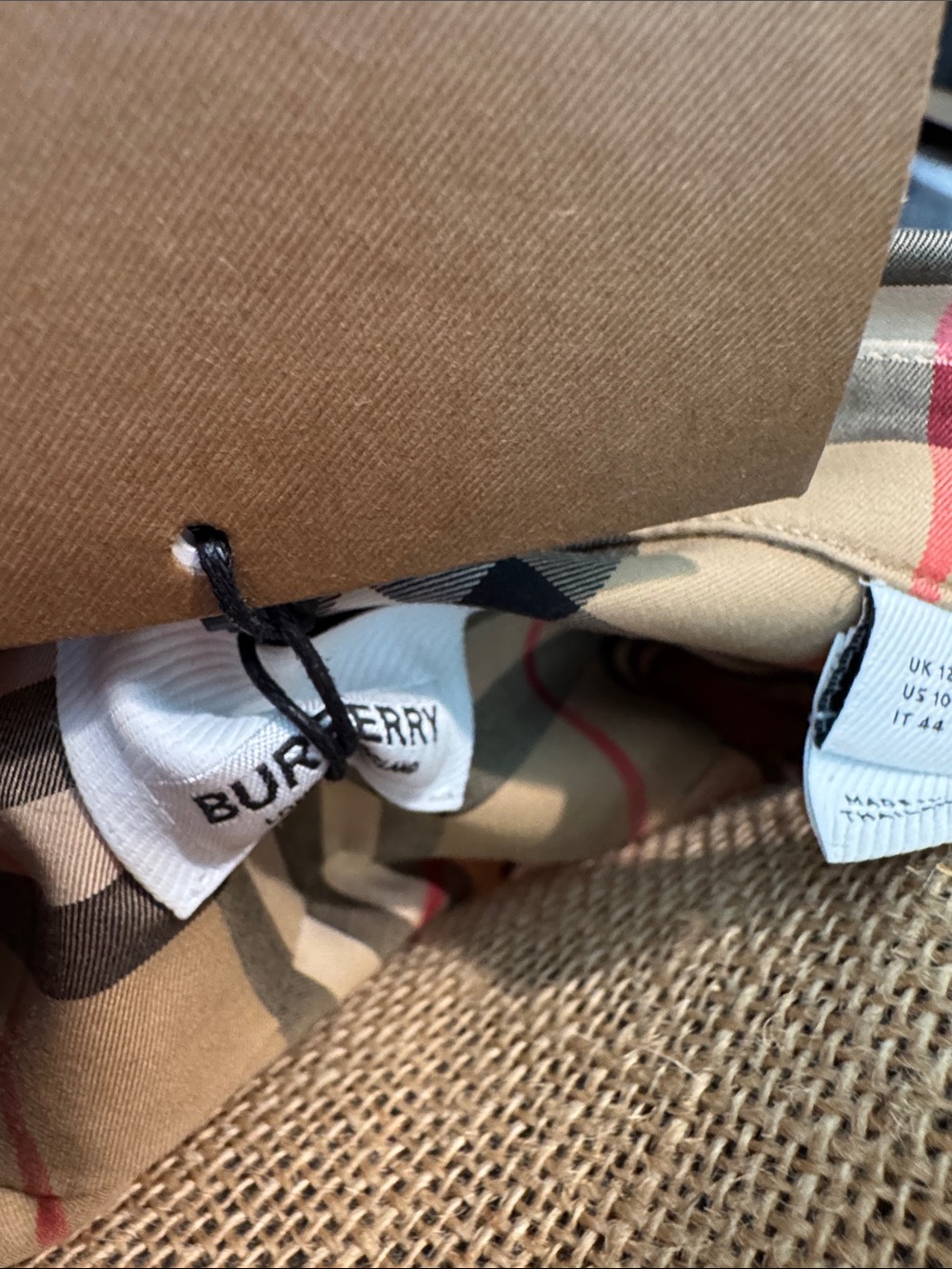 Burberry Beige Plaid Long-Sleeve Button-Down Shirt - Picture 5 of 9